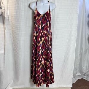 Nicole Miller Ikat print satin Maxi Dress size small